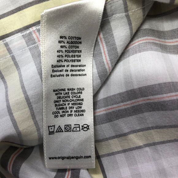 Penguin Men Short Sleeve Button Up Heritage Slim Fit Shirt Size Large M144 -29 - Picture 7 of 12